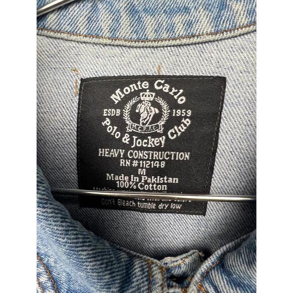 Y2K 90s Monte Carlo Polo Jockey Denim Embroidered Floral Jean Jacket Womens M - Picture 6 of 12